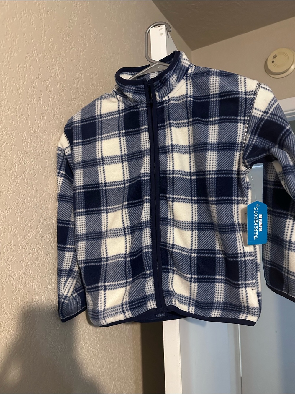 jcpenney Navy and White Plaid Fleece Zip-Up Hoodie